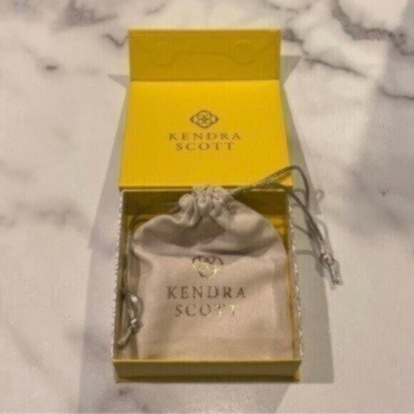 NWT Kendra Scott Elle Silver Intarsia Drop Earrings In Blue Intarsia - Picture 5 of 5